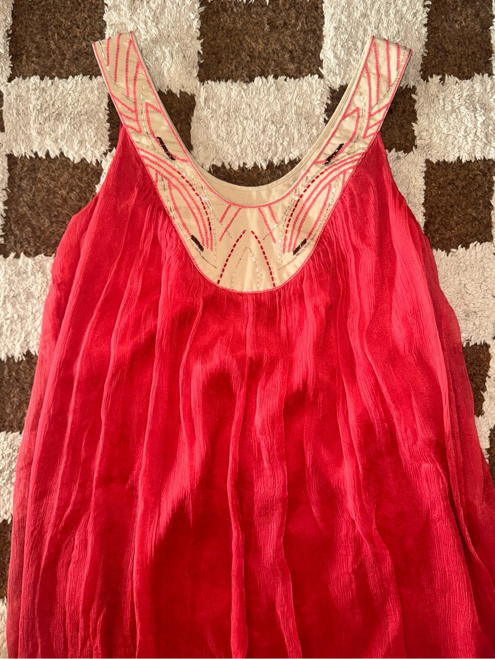 Laundry by Design Red Embellished 100% Silk Dress